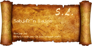 Sabján Lajos névjegykártya